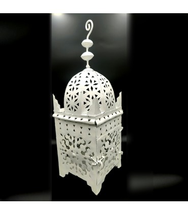 Lampara de Pie Árabe Artesania Marroqui Exterior o interior Blanca Decoración Andalusi Modelo Hadid Abiad