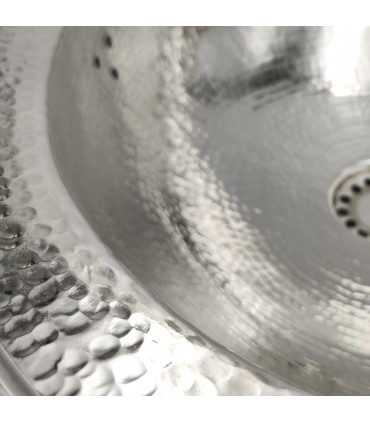 Lavabo Ovalado Árabe Metálico Latón Niquelado - Decoración Andalusí - Modelo Matli
