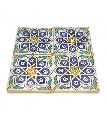 Carreau Andalou - Mosaïque Zellige Nazari - 15 x 15 cm - Artisanal - Modèle 74