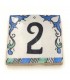Numéro de Maison Carrelage Bleu Andalusí - Mosaïque Nazari - 10 cm - Artisan - Modèle Arkamun