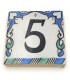 Número da casa em azulejo azul Andalusí - Mosaico Nazari - 10 cm - Artesão - Modelo Arkamun