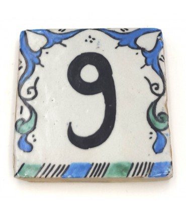 Blue Andalusí Tile House Number - Nazari Mosaik - 10 cm - Artisan - Arkamun Model