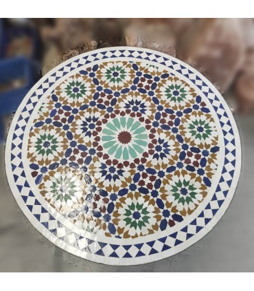 TAVOLINO DA GIARDINO A MOSAICO ANDALUSO - 80 CM - PIASTRELLE FEZ - MODELLO GRANAITA