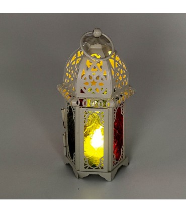 Lanterna Araba in Metallo con Cristalli Multicolore Portacandele - Modello Taw'amanman