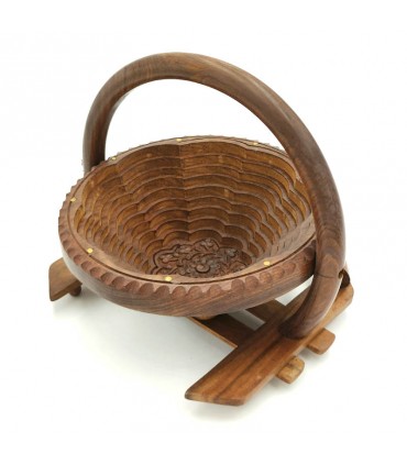 Folding Basket Wooden Fruit Bowl - Indian Crafts - Aarti Brand