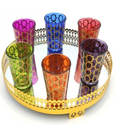 Set de 6 Verres à Thé Marocain - Multicolore - Modèle Muthaman