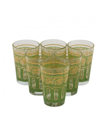 Conjunto de 6 Copos de Chá Árabe - Chá Marroquino Marroquino - Chá Especial - Modelo FATH