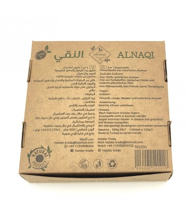 Pack 4 Pastillas de Jabón de Aleppo con Aromas Naturales - Cara Cuerpo Pelo - Alnaqi - 4 x 125gr