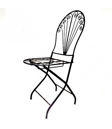 Chaise forge pour jardin pliant - Artisanat marocain - Modèle Kursiyun