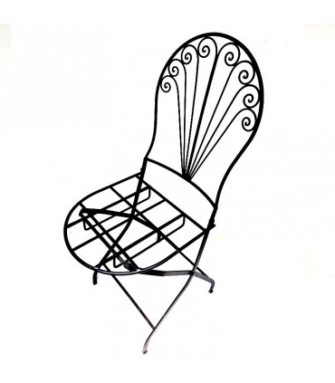 Chaise forge pour jardin pliant - Artisanat marocain - Modèle Kursiyun