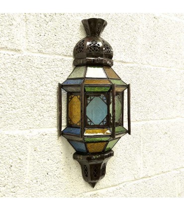 Aplique de Ferro e Vidro Árabe - Decoração Marroquina - Multicolor - Modelo MASYIDUN