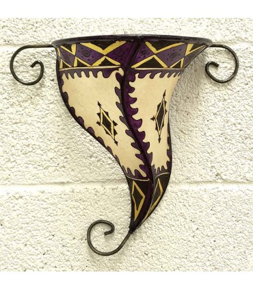 Natural Leather Wall Lamp - Painted with Henna - IBERIATUN Model