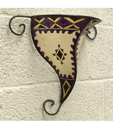 Natural Leather Wall Lamp - Painted with Henna - IBERIATUN Model