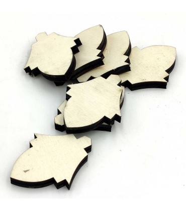 10 x Cortes de Madeira a Laser Folha de Lótus - 8 cm x 5,5 cm x 1 cm