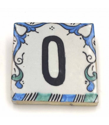 Numero civico piastrella Andalusí blu - Mosaico Nazari - 10 cm - Artigianale - Modello Arkamun