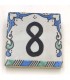 Número da casa em azulejo azul Andalusí - Mosaico Nazari - 10 cm - Artesão - Modelo Arkamun