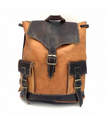 Mochila 100% couro - Unissex - Artesanato - Artigos de couro - Modelo Aans Kabir