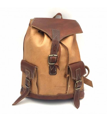 Mochila 100% couro - Unissex - Artesanato - Artigos de couro - Modelo Aans Kabir