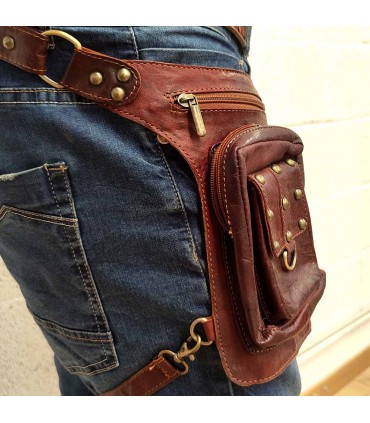 Bolsa de ombro tática para motocicleta com perna lateral - artigos de couro - modelo Darrayatun