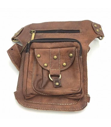 Borsa a tracolla tattica da moto con gamba laterale e coscia - Pelletteria - Modello Darrayatun
