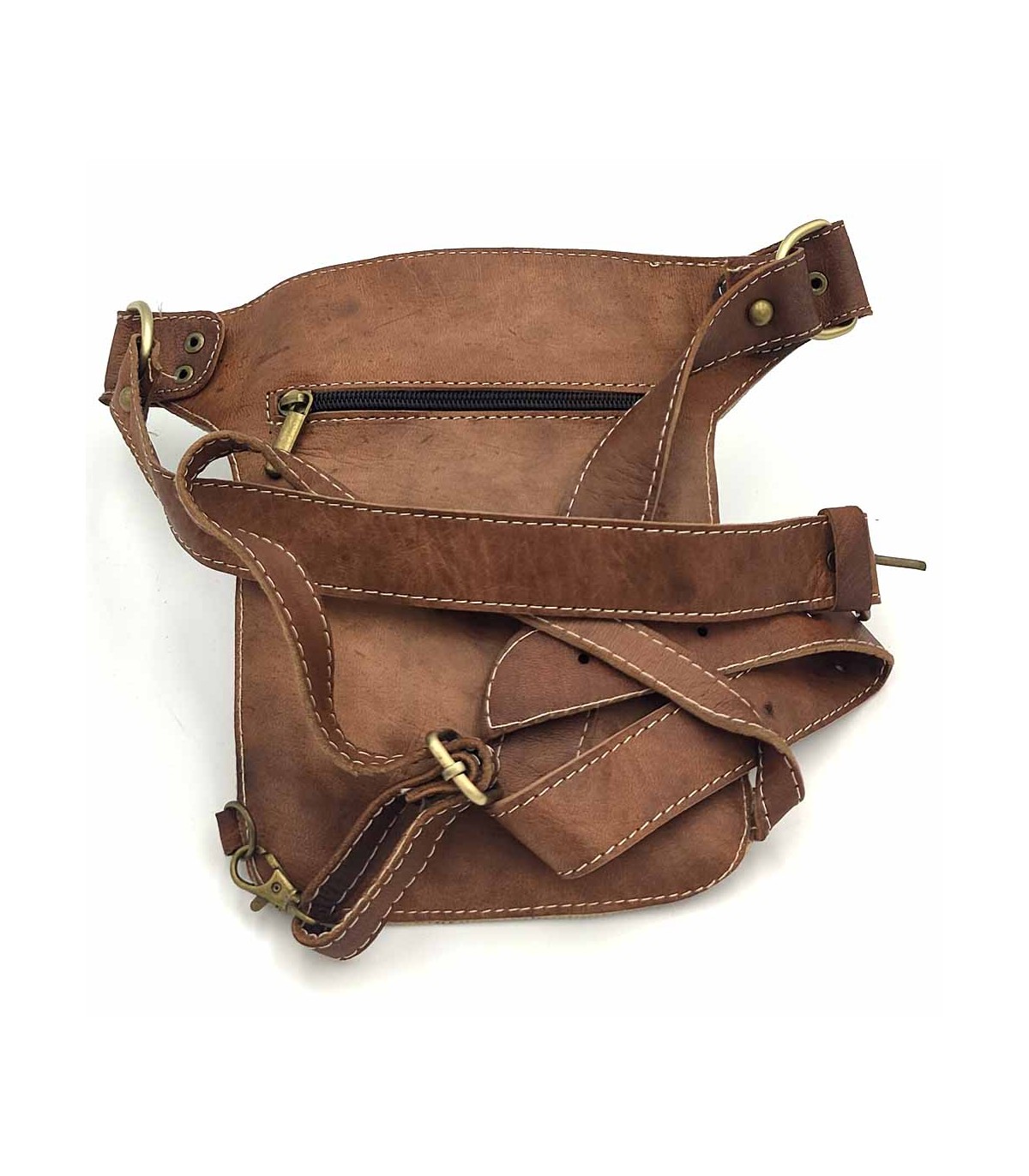 Borsa a tracolla tattica da moto con gamba laterale e coscia - Pelletteria - Modello Darrayatun