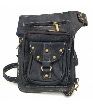 Borsa a tracolla tattica da moto con gamba laterale e coscia - Pelletteria - Modello Darrayatun