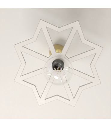 Arabic Lattice Wood Ceiling Lamp Andalusian Decoration - Spanish Crafts - Qamarun Model