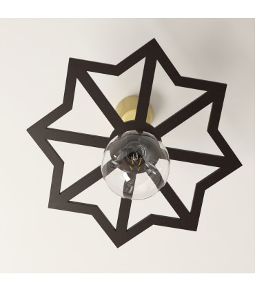 Arabic Lattice Wood Ceiling Lamp Andalusian Decoration - Spanish Crafts - Qamarun Model