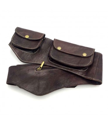 Long Leather Fanny Pack Leather Goods Belt - Handcrafted - Hakaama Model