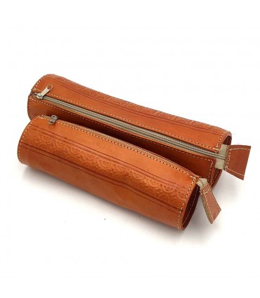 Set of 2 Leather Cases - High Quality - Fine Finishes - 2 Sizes - Public Cylindrical Model