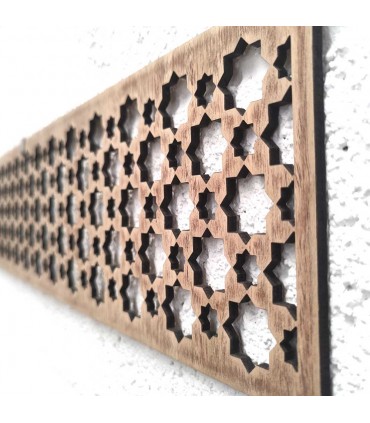 Celosía Madera Acabado Vintage - Cenefa - Zócalos - Decoración Pared - Corte Láser - Najma Nafila - 10 x 50 cm