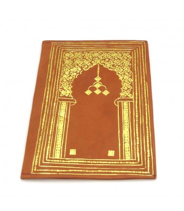 Fodera in pelle per libro o libro - rosso e oro - 25 cm