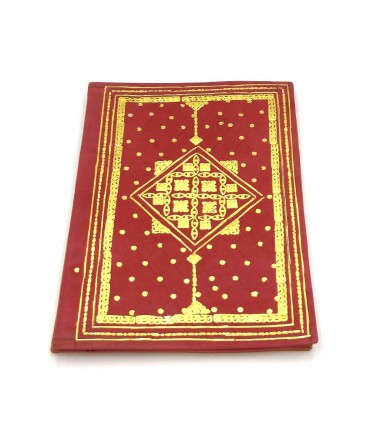 Fodera in pelle per libro o libro - rosso e oro - 25 cm