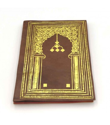 Fodera in pelle per libro o libro - rosso e oro - 25 cm