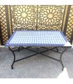 Andalusischer Garten- oder Patio-Mosaiktisch - Blau und Beige - Marokkanisches Kunsthandwerk - Modell