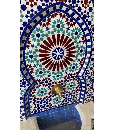 Terraço ou fonte de jardim Mosaico mourisco - Azulejo andaluz - Modelo Yanhani