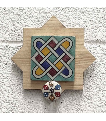 Perchero Colgador Madera y Azulejo Andalusí - Modelo Nayma