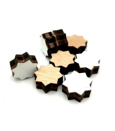 10 x Laminated Wood Star - White - Laser Cut - Nujaima Model - 1.5cm x 1cm