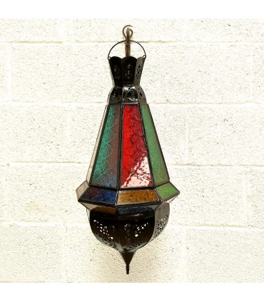 Plafonnier Andalusí - Verre et métal - Artisanat Marocain - Modèle Bellut