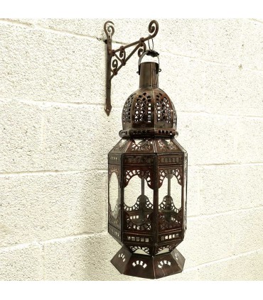 Farol o Lampara de Sobre Mesa Metal y Cristal - Artesania Marroqui - Modelo Elvirein