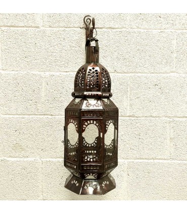 Metal and Glass Lantern or Table Lamp - Moroccan Crafts - Elvirein Model