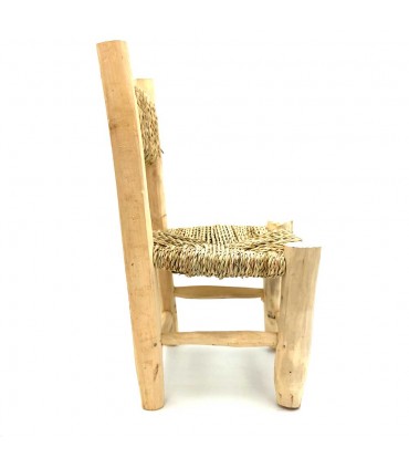 Sgabello per sedia in legno di limone e sparto - Artigianato marocchino - Modello Laimun