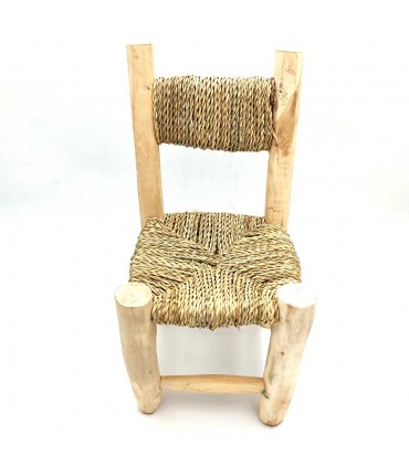 Lemon and Esparto Wood Chair Stool - Moroccan Crafts - Laimun Model