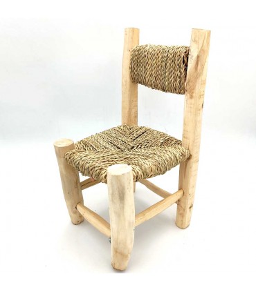 Sgabello per sedia in legno di limone e sparto - Artigianato marocchino - Modello Laimun