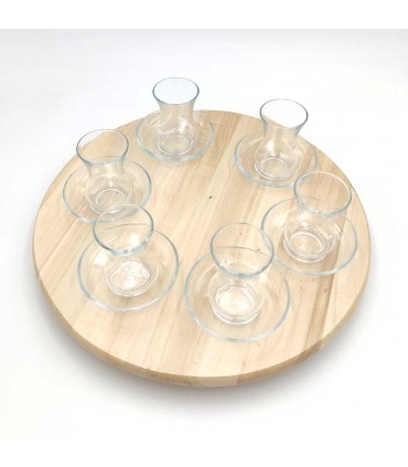 Set de 6 Verres à Thé Turc + 6 Soucoupes - Verre Trempé - Décoration Turque Ottomane - Modèle Zujaj