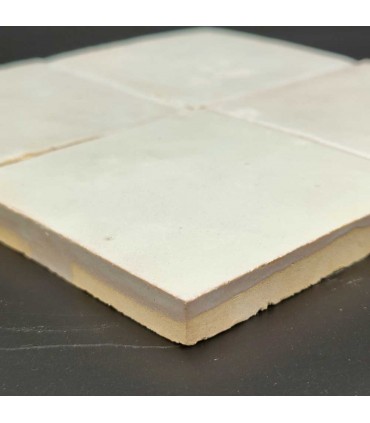 Zellige Weiße marokkanische Fliese - Marokkanisches Kunsthandwerk - Fez - 10 x 10 cm