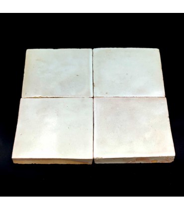 Zellige Weiße marokkanische Fliese - Marokkanisches Kunsthandwerk - Fez - 10 x 10 cm