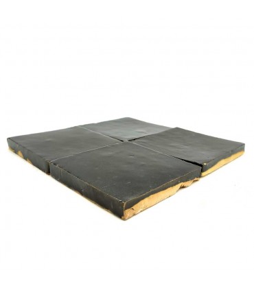 Zellige Schwarze marokkanische Fliese - Marokkanisches Kunsthandwerk - Fez - 10 x 10 cm