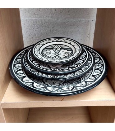 Dekorativer Teller oder Tisch - Asfi Andalusí Ceramic - Marokkanisches Kunsthandwerk - Aswadein Model