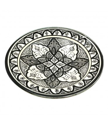 Assiette ou Table Décorative - Céramique Andalouse Asfi - Artisanat Marocain - Modèle Aswadein